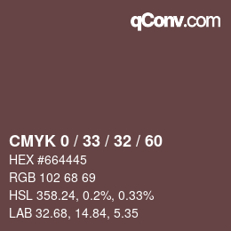 Color code: CMYK 0 / 33 / 32 / 60 | qconv.com