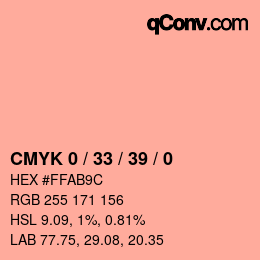Code couleur: CMYK 0 / 33 / 39 / 0 | qconv.com