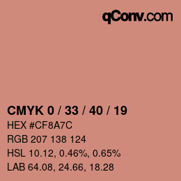 Farbcode: CMYK 0 / 33 / 40 / 19 | qconv.com