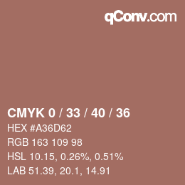 カラーコード: CMYK 0 / 33 / 40 / 36 | qconv.com
