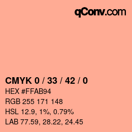 カラーコード: CMYK 0 / 33 / 42 / 0 | qconv.com