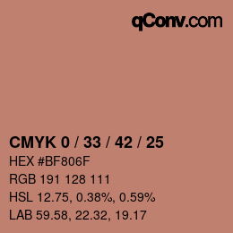 Farbcode: CMYK 0 / 33 / 42 / 25 | qconv.com