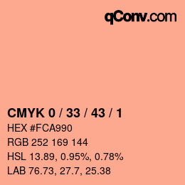 Farbcode: CMYK 0 / 33 / 43 / 1 | qconv.com