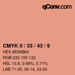 カラーコード: CMYK 0 / 33 / 43 / 9 | qconv.com