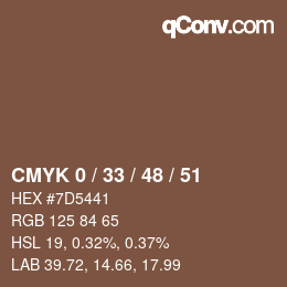 Farbcode: CMYK 0 / 33 / 48 / 51 | qconv.com