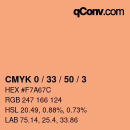 Farbcode: CMYK 0 / 33 / 50 / 3 | qconv.com