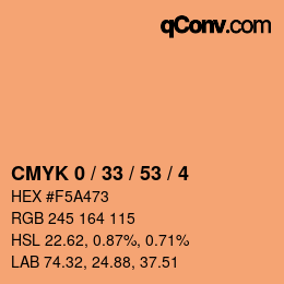 カラーコード: CMYK 0 / 33 / 53 / 4 | qconv.com