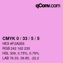カラーコード: CMYK 0 / 33 / 5 / 5 | qconv.com