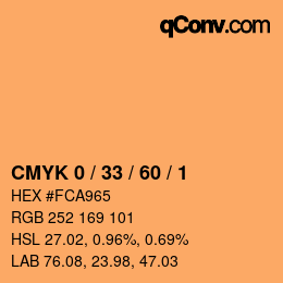 カラーコード: CMYK 0 / 33 / 60 / 1 | qconv.com