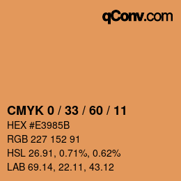 颜色代码: CMYK 0 / 33 / 60 / 11 | qconv.com
