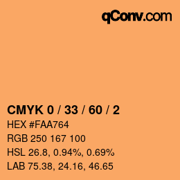 カラーコード: CMYK 0 / 33 / 60 / 2 | qconv.com