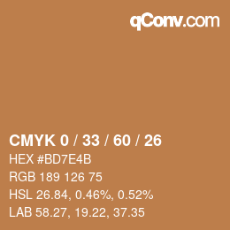カラーコード: CMYK 0 / 33 / 60 / 26 | qconv.com