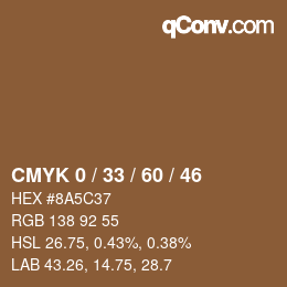 カラーコード: CMYK 0 / 33 / 60 / 46 | qconv.com