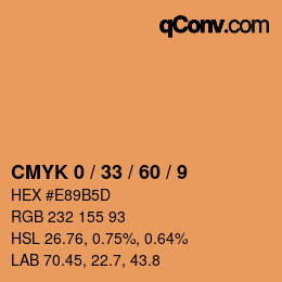 カラーコード: CMYK 0 / 33 / 60 / 9 | qconv.com