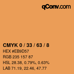 カラーコード: CMYK 0 / 33 / 63 / 8 | qconv.com