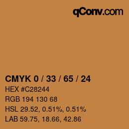 カラーコード: CMYK 0 / 33 / 65 / 24 | qconv.com