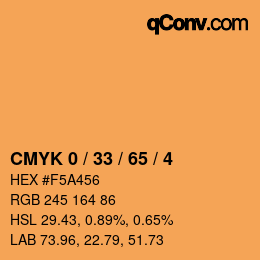 カラーコード: CMYK 0 / 33 / 65 / 4 | qconv.com
