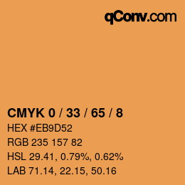 カラーコード: CMYK 0 / 33 / 65 / 8 | qconv.com