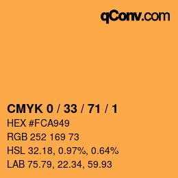 颜色代码: CMYK 0 / 33 / 71 / 1 | qconv.com