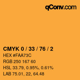 颜色代码: CMYK 0 / 33 / 76 / 2 | qconv.com