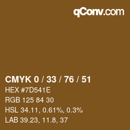 Color code: CMYK 0 / 33 / 76 / 51 | qconv.com