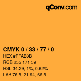 カラーコード: CMYK 0 / 33 / 77 / 0 | qconv.com