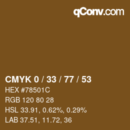カラーコード: CMYK 0 / 33 / 77 / 53 | qconv.com
