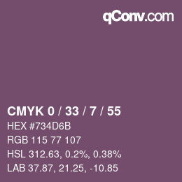Code couleur: CMYK 0 / 33 / 7 / 55 | qconv.com
