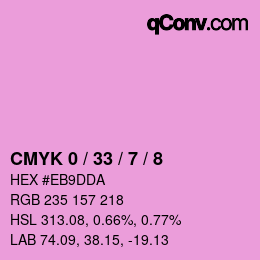 カラーコード: CMYK 0 / 33 / 7 / 8 | qconv.com