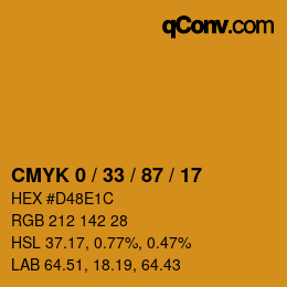 カラーコード: CMYK 0 / 33 / 87 / 17 | qconv.com