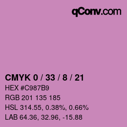 カラーコード: CMYK 0 / 33 / 8 / 21 | qconv.com