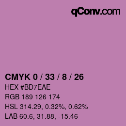 カラーコード: CMYK 0 / 33 / 8 / 26 | qconv.com