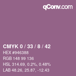 カラーコード: CMYK 0 / 33 / 8 / 42 | qconv.com