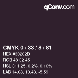 カラーコード: CMYK 0 / 33 / 8 / 81 | qconv.com