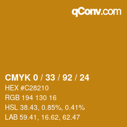 カラーコード: CMYK 0 / 33 / 92 / 24 | qconv.com