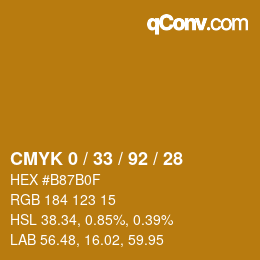 颜色代码: CMYK 0 / 33 / 92 / 28 | qconv.com