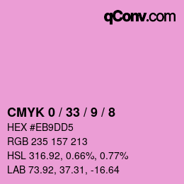 カラーコード: CMYK 0 / 33 / 9 / 8 | qconv.com