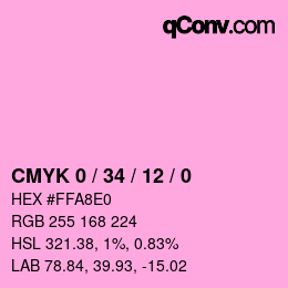 カラーコード: CMYK 0 / 34 / 12 / 0 | qconv.com