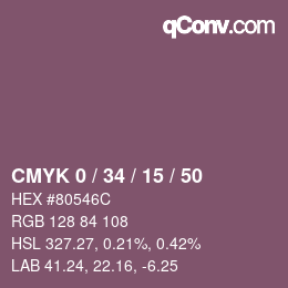 カラーコード: CMYK 0 / 34 / 15 / 50 | qconv.com