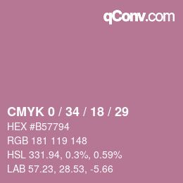 Farbcode: CMYK 0 / 34 / 18 / 29 | qconv.com