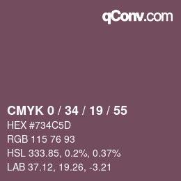 カラーコード: CMYK 0 / 34 / 19 / 55 | qconv.com