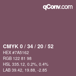 カラーコード: CMYK 0 / 34 / 20 / 52 | qconv.com