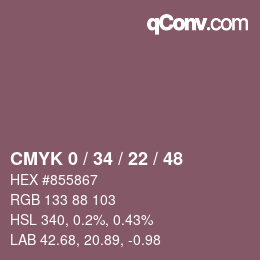 Farbcode: CMYK 0 / 34 / 22 / 48 | qconv.com