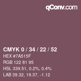 カラーコード: CMYK 0 / 34 / 22 / 52 | qconv.com