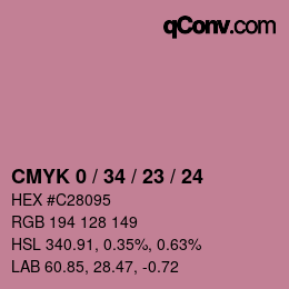 カラーコード: CMYK 0 / 34 / 23 / 24 | qconv.com