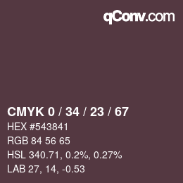 Farbcode: CMYK 0 / 34 / 23 / 67 | qconv.com