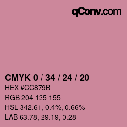 Code couleur: CMYK 0 / 34 / 24 / 20 | qconv.com