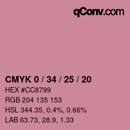 カラーコード: CMYK 0 / 34 / 25 / 20 | qconv.com