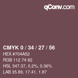 Color code: CMYK 0 / 34 / 27 / 56 | qconv.com