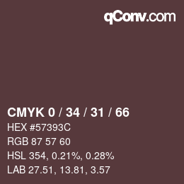 カラーコード: CMYK 0 / 34 / 31 / 66 | qconv.com